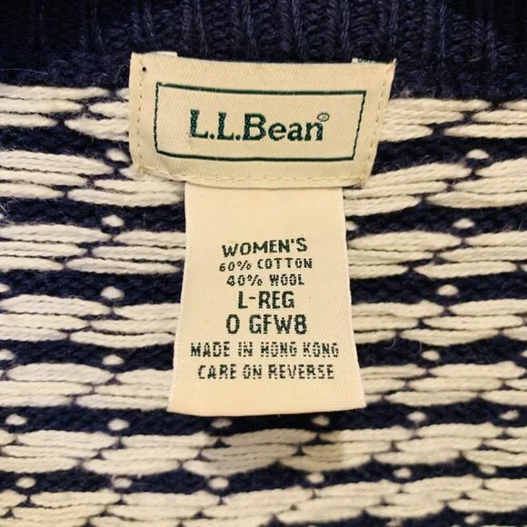 Vintage LL Bean Wool Norwegian Birdseye Women's Cardigan Sweater Jumper - Picture 7 of 10